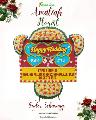 Karangan Papan Bunga Pernikahan di Huangobotu